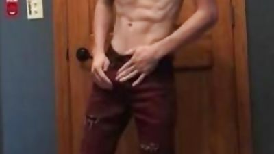 Fit guy strips and shows off big dick, Big Cock, Legs, Masturbating, Gay