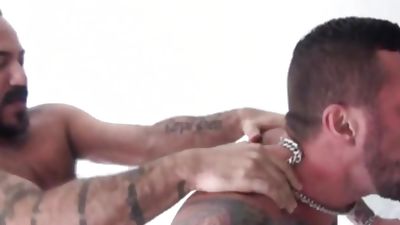 Muscly bear anally fucked and creampied, Anal, Blowjob, Cumshot