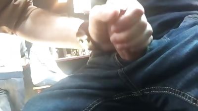 Public hand job in the bar from my big brother, Cumshot, Gay, Jerking