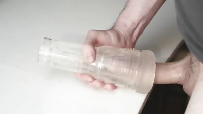Clear Fleshlight go CUM big uncut cock, Amateur, Fetish, Solo, Gay