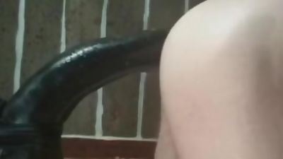 HUGE black dildo anal fuck and cum, Ass, Black, Homemade, Huge Dildo