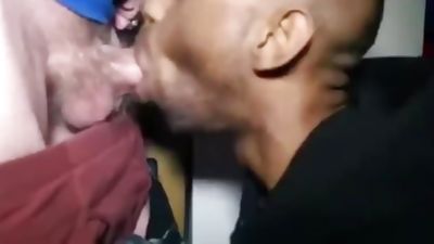 Black Twink Swallows Verbal White Top Cum, Big Cock, Black, Closeup, Gay