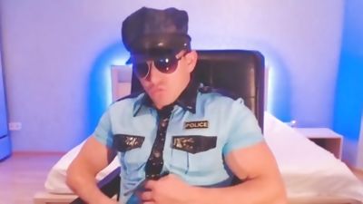 Pablo Coco on Flirt4Free - Ripped Cop Strips Uniform to Beat His Big Baton, Big Cock, Uniform, Jerking