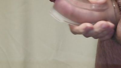 See throughl Fleshlight type masturbator up close, Amateur, Big Cock, Masturbating