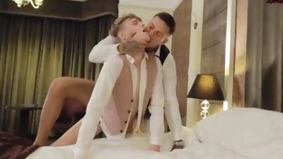 Cute Twink Cums Hands Free after being DP’d by his Daddy & Pornhub Award, Big Cock, Double Penetration, POV