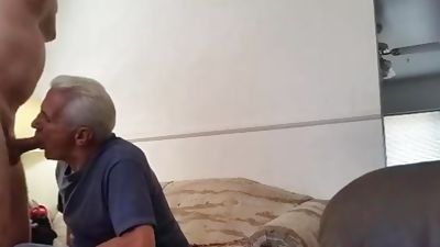 White haired grandpa sucking big dick, Amateur, Big Cock, Blowjob, Gay