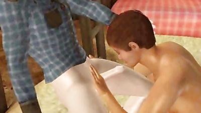 3D cartoon stud sucks cock and gets fucked anally, Amateur, Anal, Big Cock, Gay