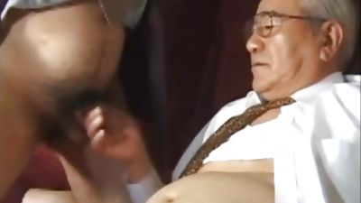 Japanese old mans in suit, Asian, Blowjob, Old Man