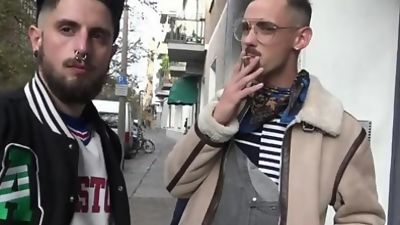 Fabien fucked bareback in Berlin in the morning by 2 tops, Amateur, Anal, Gay