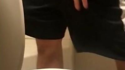 caught roomate pissing with hidden camera and he has a huge dick, Amateur, Big Cock, Solo