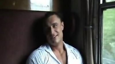 Bodybuilder Fucked on Train, Big Cock, European, Blowjob