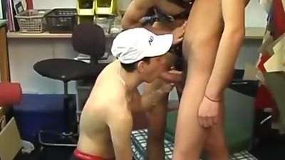 Handsome Euro twink spit roast fucked in threeway, Big Cock, European, Cumshot, Gay