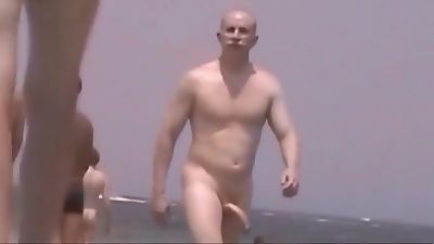 Jerk Off Challenge - huge naked cock swings on beach, Bikini, Masturbating, Swingers