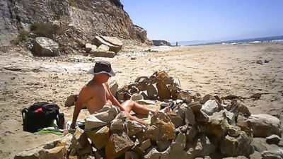 Exposing on the beach, Amateur, Bikini, Masturbating, Gay