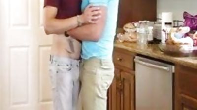 dad fucks son in the kitchen, Old And Young, Gay, Daddies