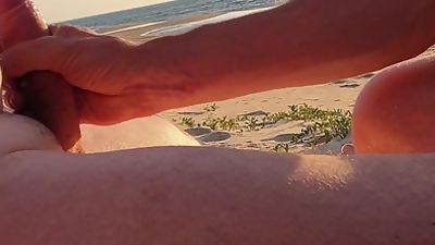 Wanking on nude beach waiting for guy to join me, Bikini, Masturbating, Gay