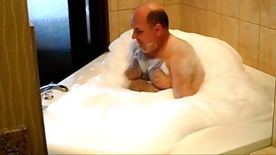 hairy chub in a tub, Amateur, Hairy, Masturbating, Gay