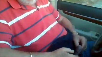Jodybi grey haired Grandpa bear jerking off in his car, Amateur, Masturbating, Webcam
