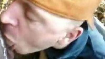 Hot uncut cock sucked outdoors, Blowjob, Outdoor, Gay