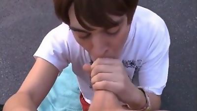 Blonde Twink Cums In The Mouth Of His Friend In Parking Lot, Amateur, Blowjob, Outdoor, Gay