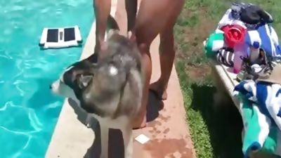 Summer Pool bang, Cumshot, Interracial, Outdoor