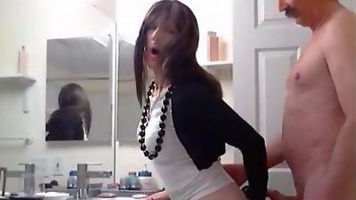 old guy fucks his friend (crossdresser), Amateur, Anal, Crossdresser