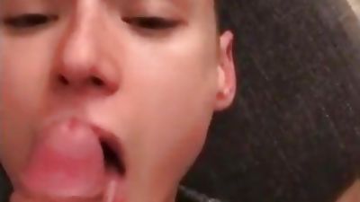 Daddy face fucks twink's mouth deep with CIM, Big Cock, Blowjob, Gay
