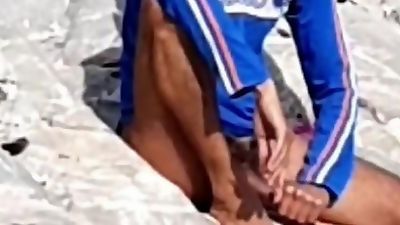 SPYING DICK ON GREEK BEACH, Bikini, Masturbating, Gay, Spy