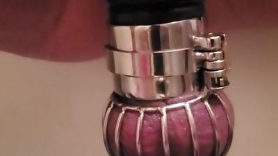 Chastity slave inspected before play, Amateur, Gay, Bondage