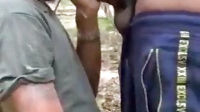 Exhib, crusing blowjob in the middle of the forest, Amateur, Black, Masturbating, Gay