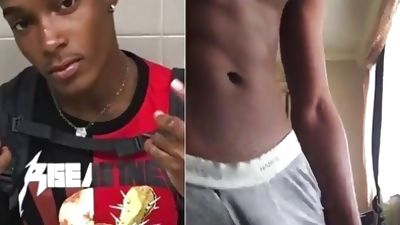 black twink shows off his long cut dick for web (52''), Amateur, Black, Webcam, Gay