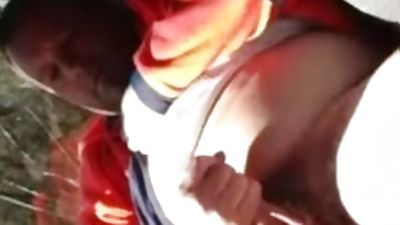 Filming my stepdad jerking off in his truck, Amateur, Big Cock, Masturbating, Gay