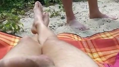 Cruising in the beach, Amateur, Bikini, Handjob