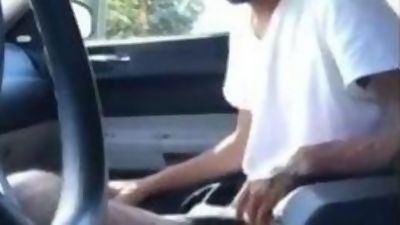 gum job in truck, Amateur, Blowjob, Outdoor