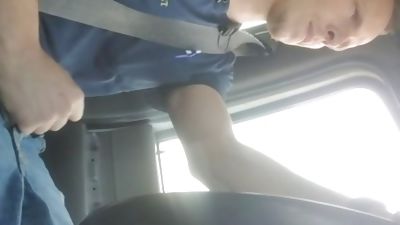 Awesome cumshot while driving to work, Cumshot, Handjob, Homemade, Gay