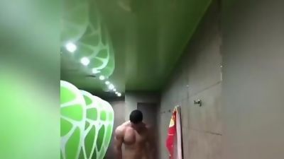 Walking around naked in the showers, Big Cock, Gay, Muscle