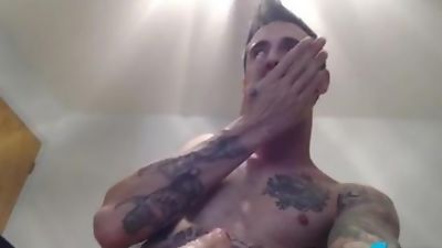 Straight and Curious Hunk Dameon White Cums While Choking Himself, Amateur, Fetish, Gay