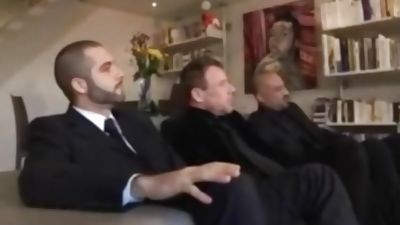 Twink takes on three in library, Blowjob, Threesome, Gay