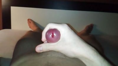 Stroking in Bed (POV) - Foreskin Play, Moaning and a Cumshot, Amateur, Big Cock, Cumshot, POV