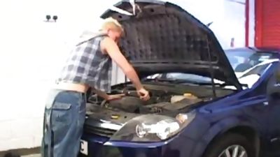 bare nailing my mechanic for payment, Anal, Blowjob, Uniform