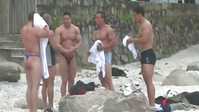 Bodybuilders In belts At Beach, Bikini, Muscle, Hunks, Bodybuilder