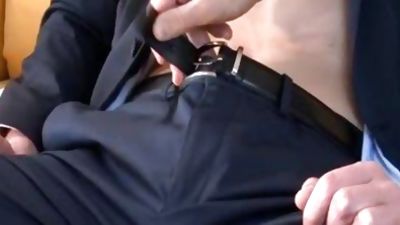 Straight straight Salesman In Suit Trousers gets Wanked His biggest cock By A lad, Big Cock, European, Handjob