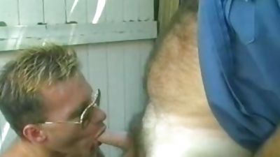 Bald hairy Cop acquires His Rocks Off With handsome blond, Blonde, Hairy, Uniform, Short Hair