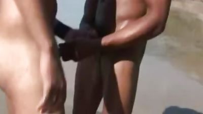 ebon chap With Six Pack Rides Partner's 10-Pounder In The Sand, Black, Blowjob, Latina