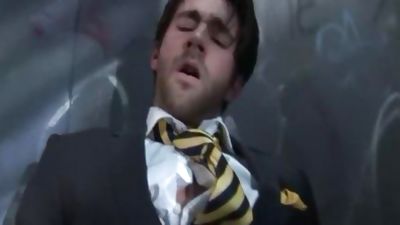 Suited Woody Fox fastened And Gagged And Jerked Off, Masturbating, BDSM, Jerking, Woody Fox