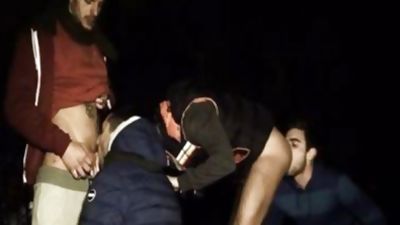 Dry fucking In The Park At Night, Big Cock, Outdoor, Bareback