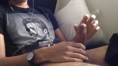 Woke Up With A Raging Hard On And Had To Take Care Of It. I Was trickling Precum not quite Right Away., Amateur, Cumshot, Masturbating