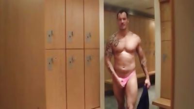 LOCKER thong disrobe AND SHOWERS jack off, Masturbating, Dance, Erotic