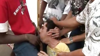 homo lad slammed by bunch, Black, Blowjob, Latina