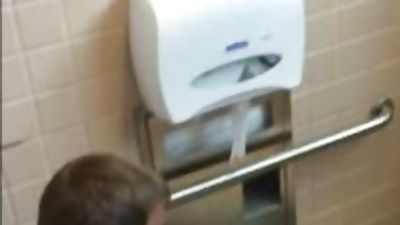 Spy straight guy jerking and cumming in restroom, Masturbating, Solo, Hunks